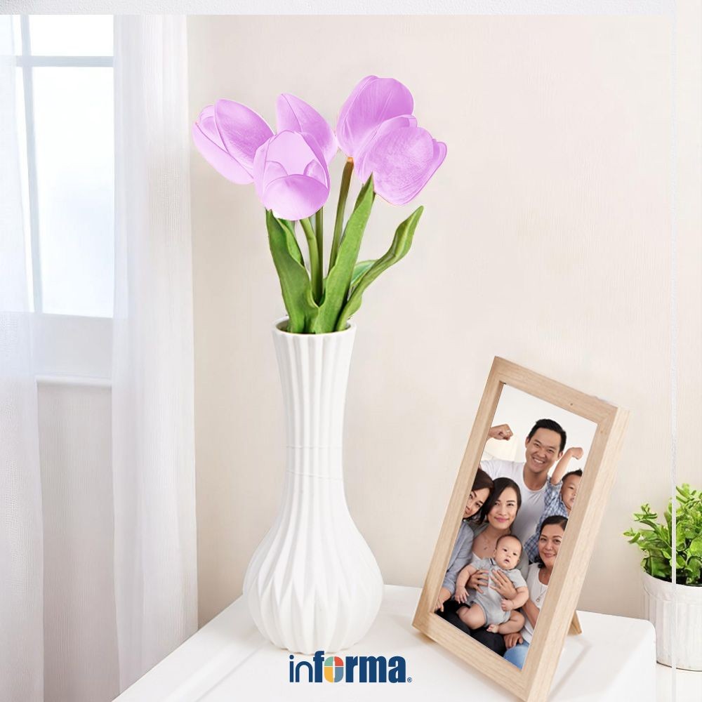 Informa 36 cm Bunga Artifisial Tulip - Ungu Bunga Hias Cantik Sintetis Tanaman Artificial Pajangan R