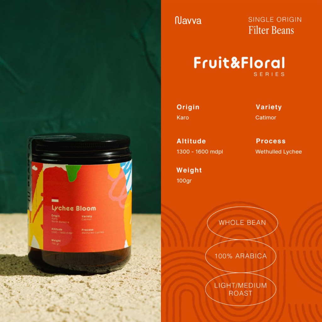 

100 gr Filter Beans Arabica Infused Coffee Lychee Bloom Karo Lychee / 100 gram Biji Kopi Sangrai Filter Arabica kopi Infused Lychee Bloom Karo Lychee Navva Roastery