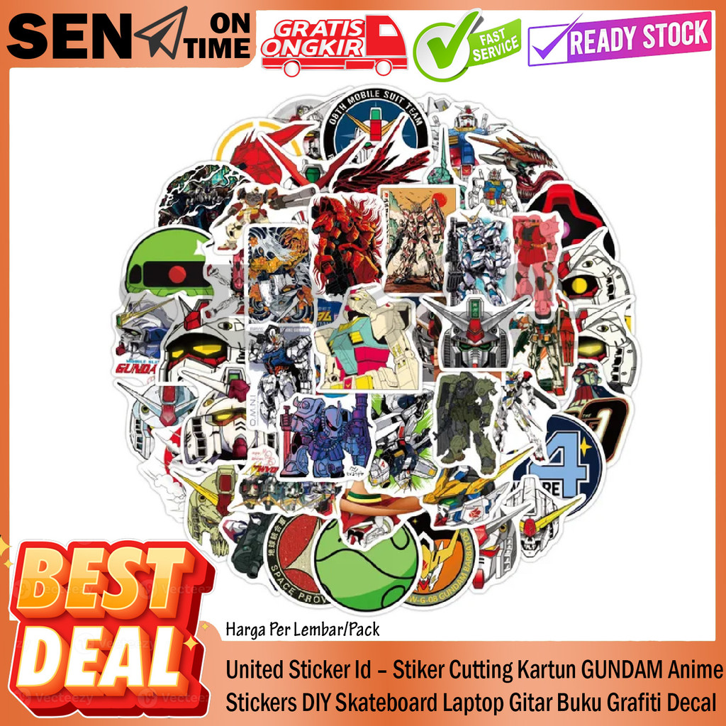 United Sticker Id – Stiker Cutting Kartun GUNDAM Anime Stickers DIY Skateboard Laptop Gitar Buku Gra