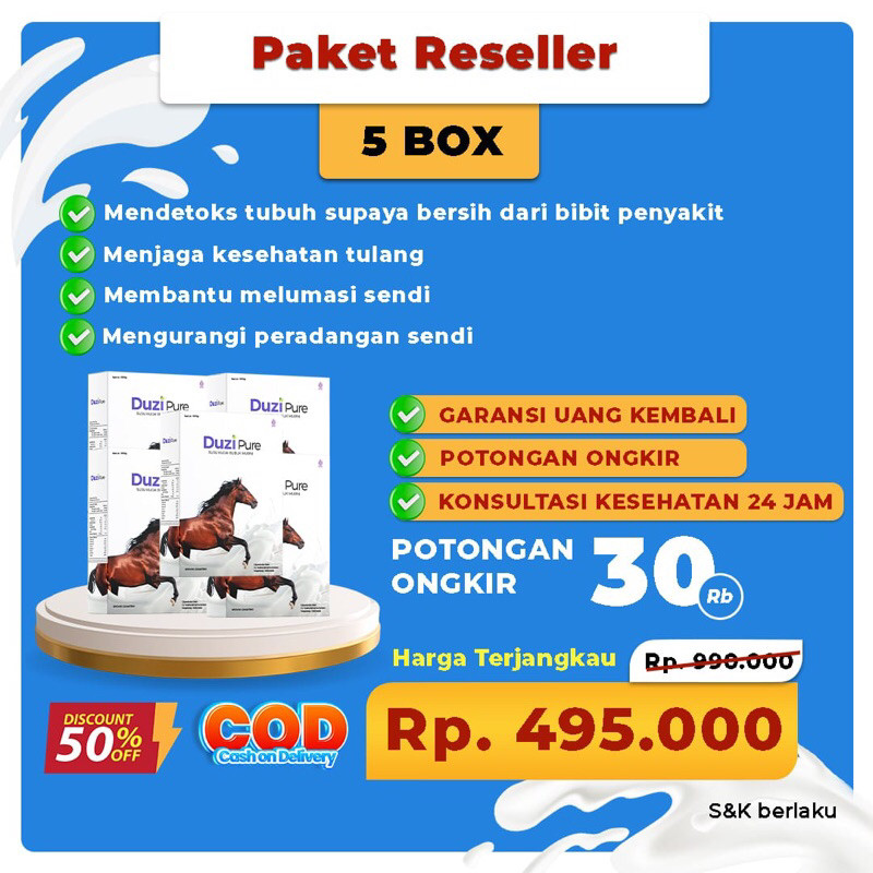 

Duzi Pure - Susu Kuda Lombok Peket 5 Box