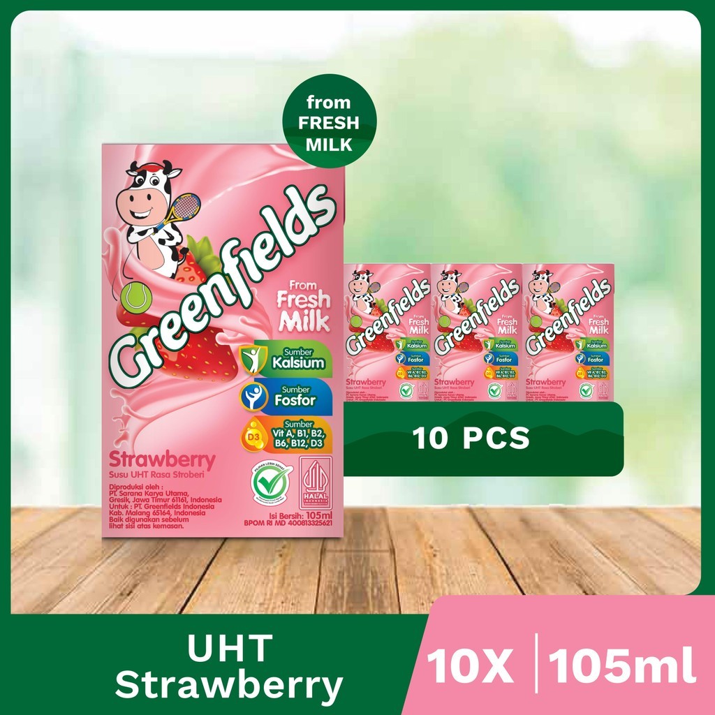 

NEW [Bundling Hemat] }Susu Greenfields UHT Strawberry 105mL x 10psc PREMIUM