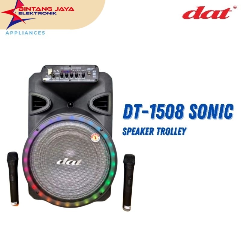 Speaker Trolley DAT 15" DT-1508 / Speaker DAT 15 INCH Trolley DT-1508 Double MIC Wireless