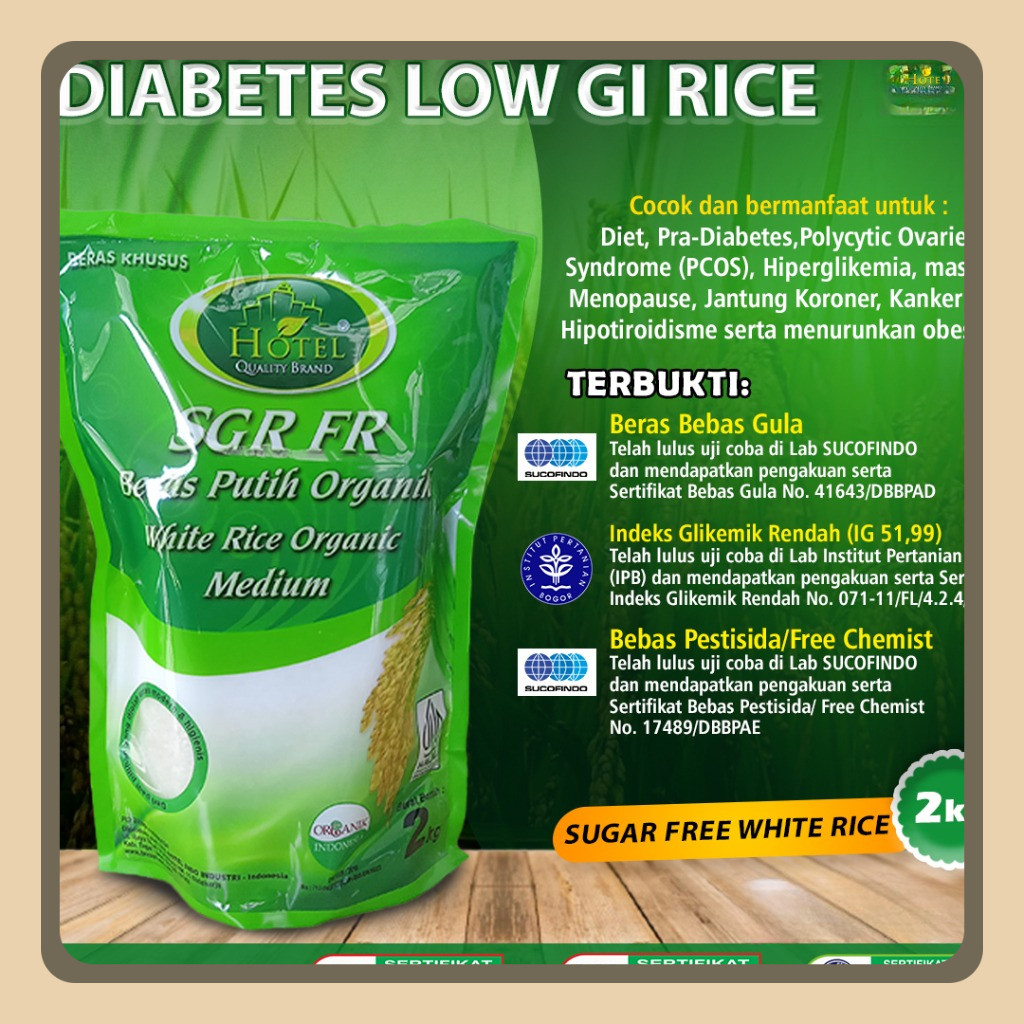 

Beras Diabetes Organik 2 Kg-BERAS DIABETES LOW GI White Rice-Beras Organik HOTEL 2kg-Diabetes Beras 2kg-Sugar Free White Rice-Beras Index Glikemic Rendah