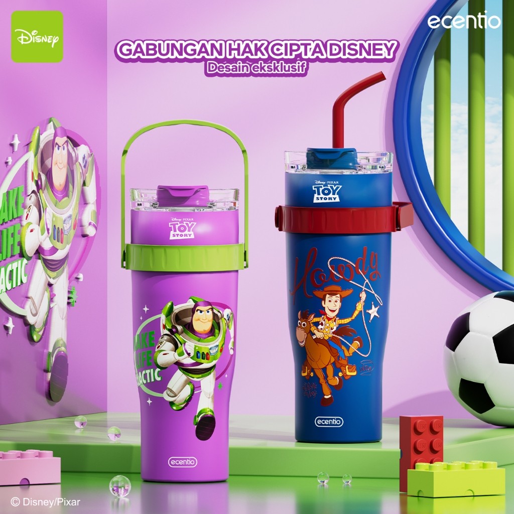 Ecentio 1200ml tumbler aesthetic stainless steel Buzz Lightyear/Woody botol minum aesthetic termos a