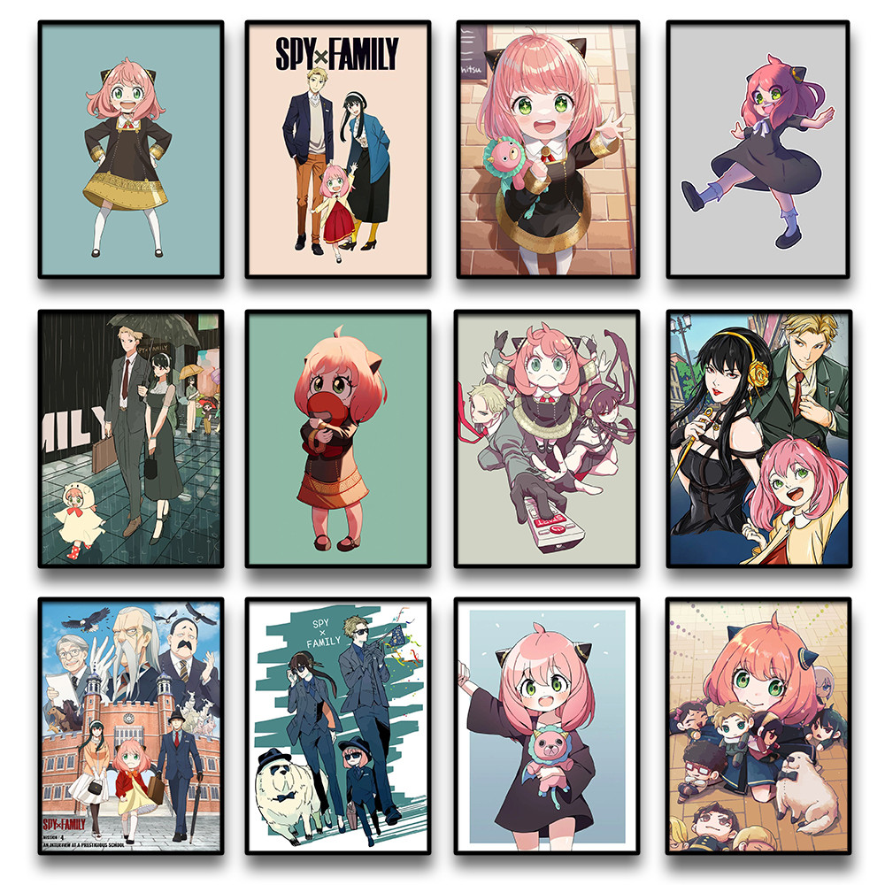 

Classic Anime Spy X Family Poster Canvas Painting Dusk Ania Foger Joel Foger Bond Fogger Wall Art Cartoon Character Prints Gifts