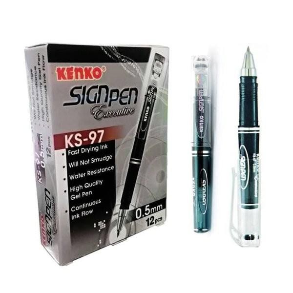 

COD KENKO SIGNPEN KS-97 Pena Tandatangan Signature Saku Kemeja 0.5MM - Isi 12 Pcs, Tinta Cepat Kering, Tidak Mengelupas, Tahan Air - Stationery - Hitam