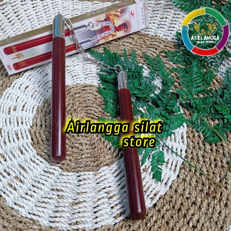 double stik kayu nunchaku kayu ruyung model kayu coklat dobel stik kayu Nunchaku kayu