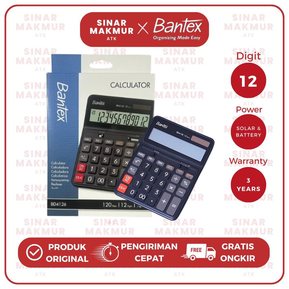 

Desktop Calculator/Kalkulator Dual Power 12 Digit Premium Bantex BD4126 (Pcs)