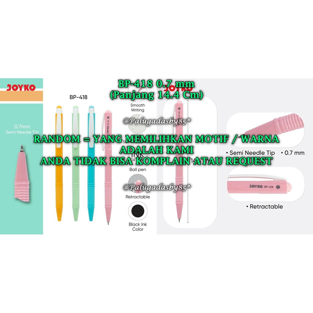 

(1 Biji) GROSIR Bolpen JOYKO BP-418 0.7 mm / Joyko Ball Pen Pulpen Pena BP-418 0.7 mm (1 Biji)