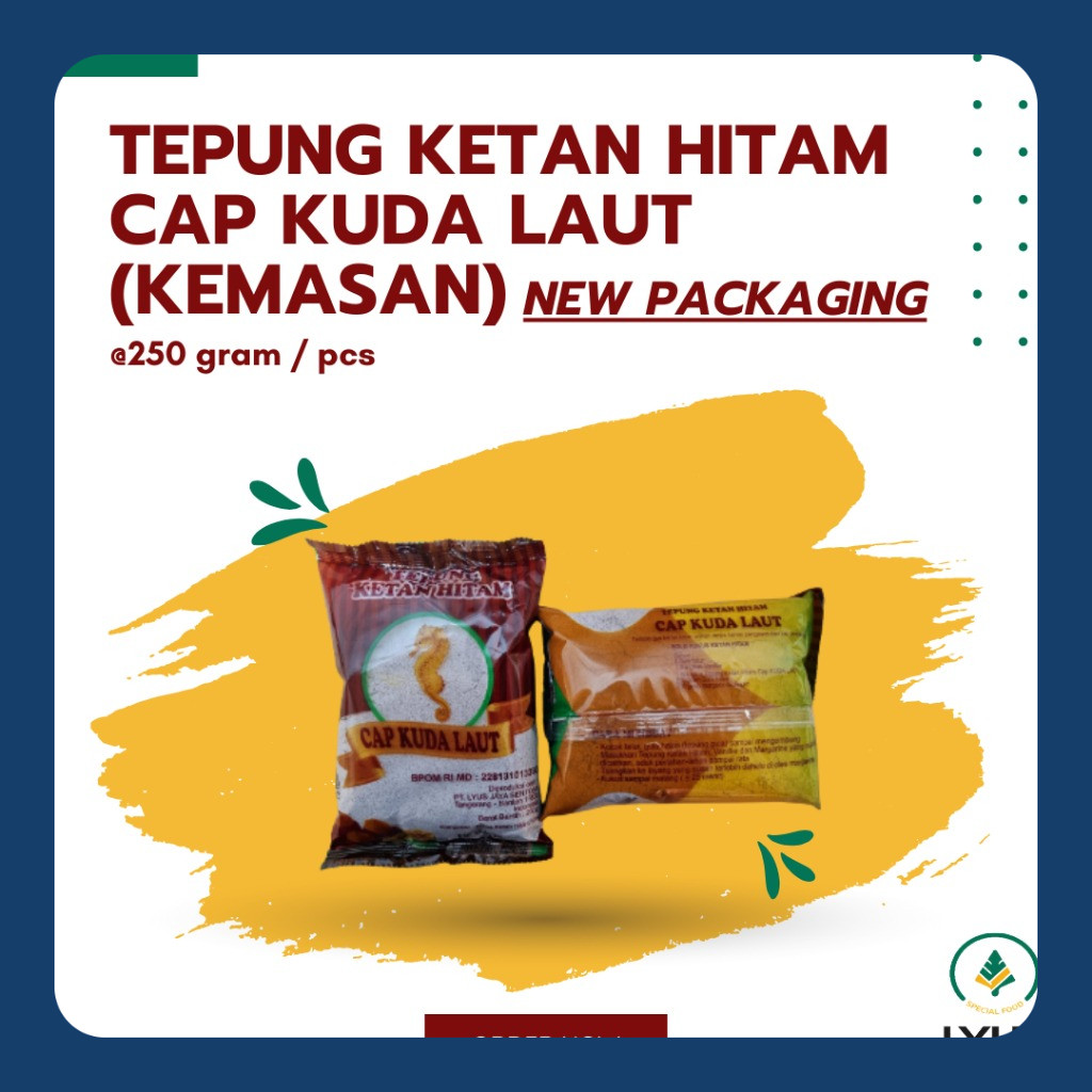 

Tepung Ketan Hitam Cap Kuda Laut @250g (kemasan)