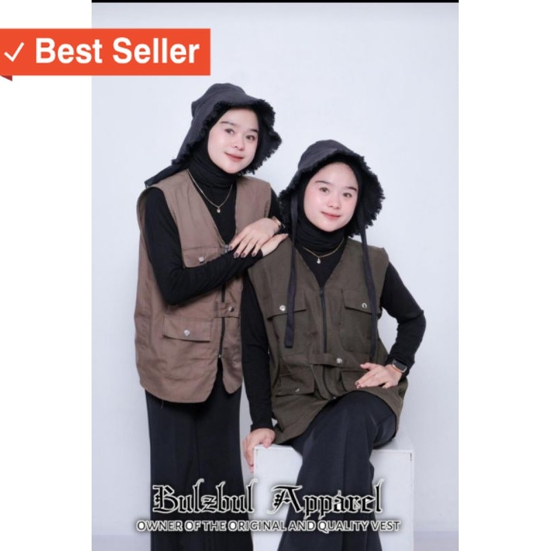 Fashion Olahraga Cewek Wanita Muslim Kekinian / Nami Vest Rompi Casual Hijau Army Ripstop