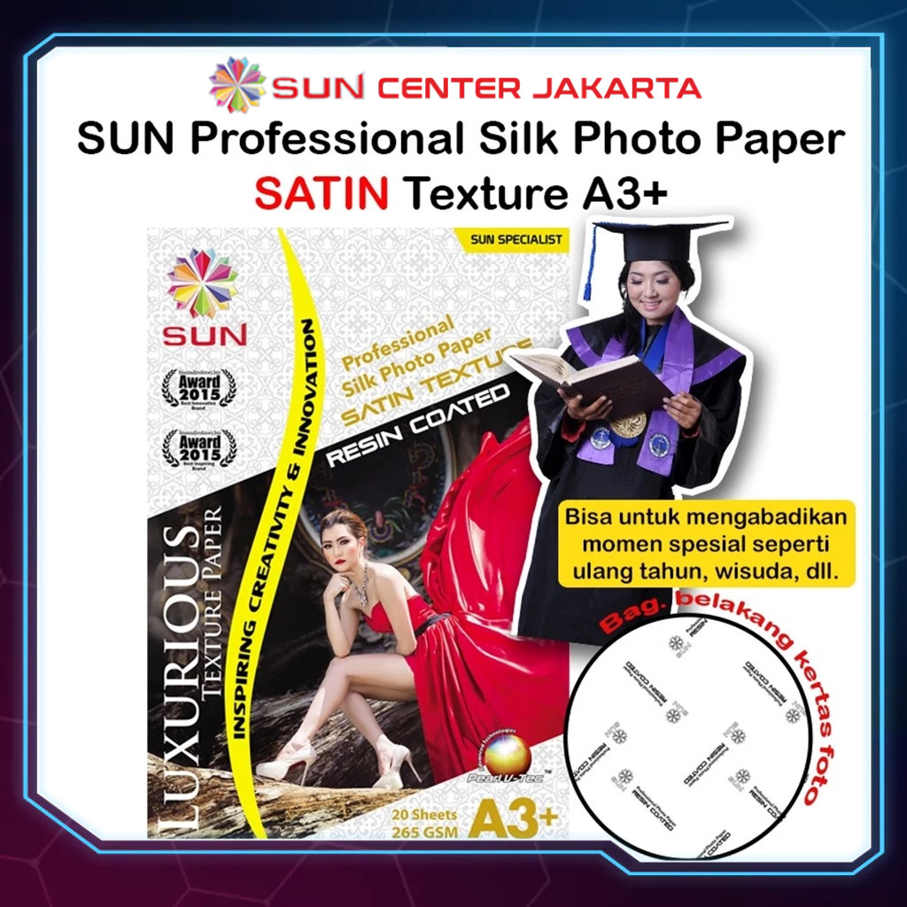 Kertas Foto Silky Texture A3, A3+ A3 Plus - SUN Professional Silky Photo Paper 265 gram