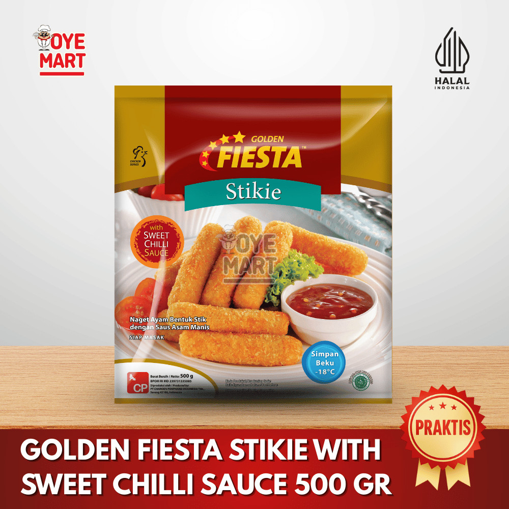 

GOLDEN FIESTA STIKIE WITH SWEET CHILLI SAUCE (500GR) / NAGET AYAM BENTUK STIK