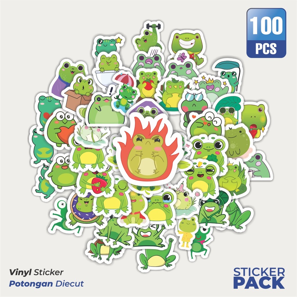 

Stiker Vinyl Sticker Hewan Katak Waterproof Aesthetic- Untuk Laptop, Motor, dan Helm - Paper Stationery Pack