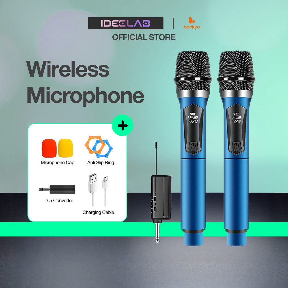 IDEELAB&Bonkyo Mikrofon Bluetooth Profesional Mikrofon Nirkabel Mikrofon Dinamis Genggam Mikrofon Ka