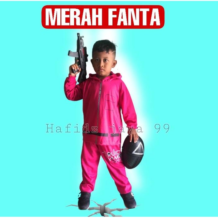 SETELAN BAJU SQUID GAME ANAK BAJU SKUID / SKUIT GAME JAKET SQUID GAME - SQUIDGAME MERAH, 2-3 tahun
