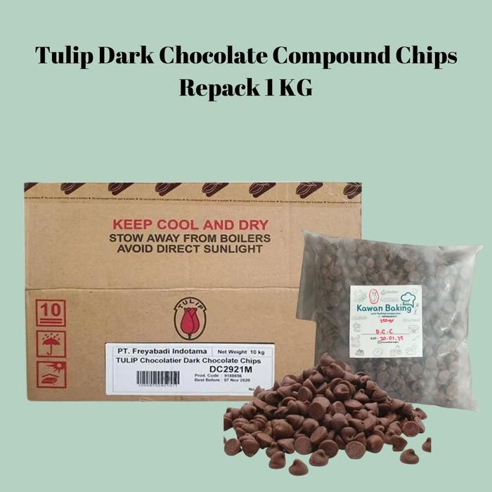 

CHOCO CHIP DARK CHOCO 1KG MERK TULIP REPACK [terlaris]