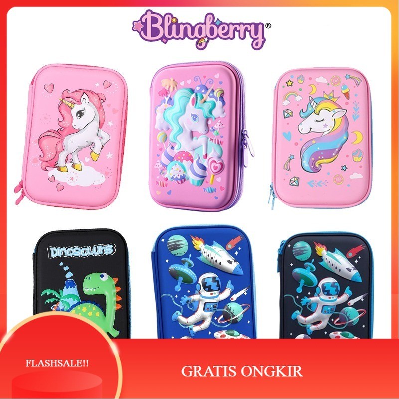

COD BLINGBERRY Kotak Pensil Anak Tempat pensil 3D Timbul Hardcase astronot unicorn kado ultah anak perempuan