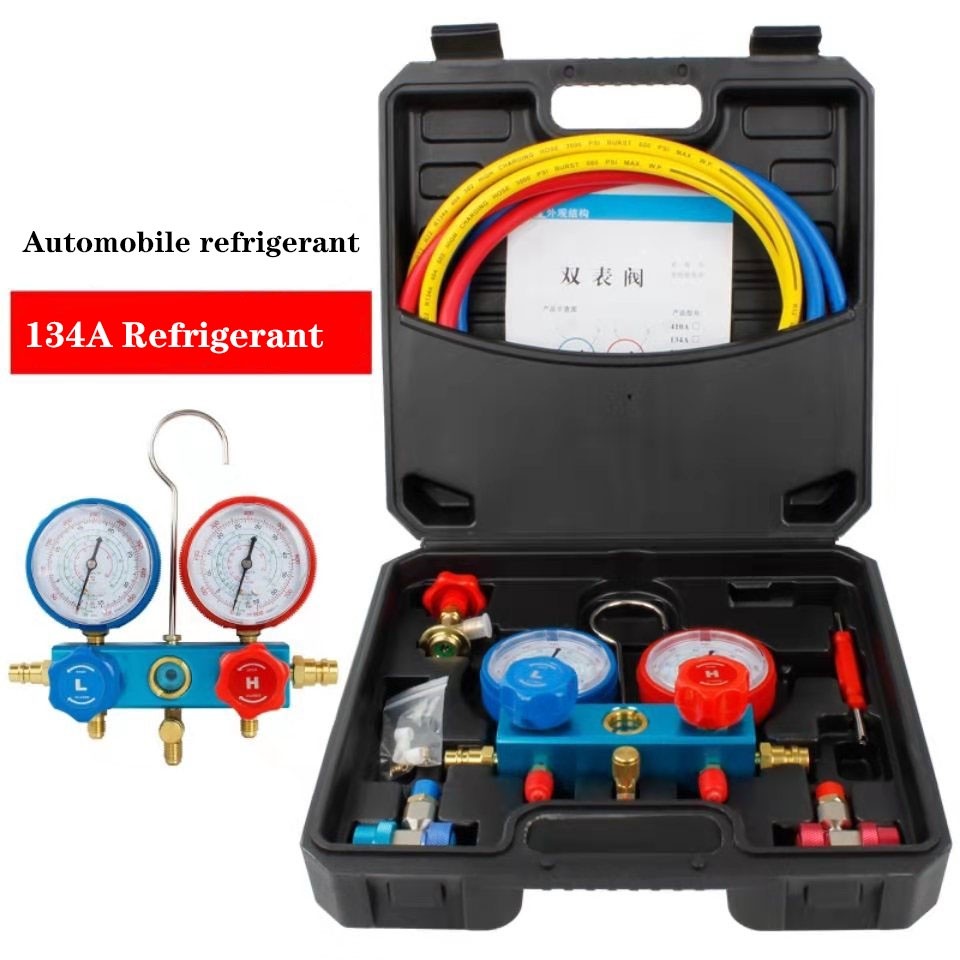 R134A Mobil AC Pressure Manifold Gauge Hose Kit untuk R134A R12 R22 R502 R410A Refrigerant Pressure 
