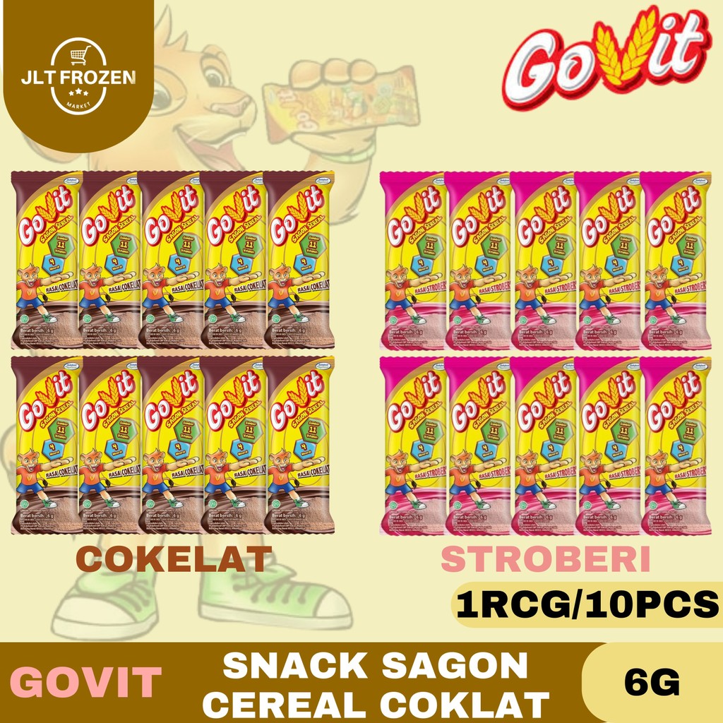 

Govit Sereal Sagon 6g - 1 RCG/10 PCS / Rasa Coklat / Rasa Strawberry / Snack / Cemilan / Sereal Bubuk