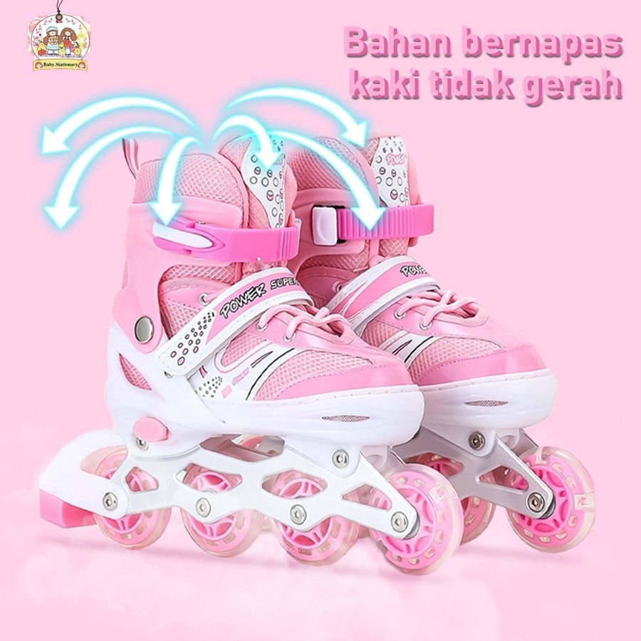 Set lengkap sepatu roda anak-anak berusia 3-13 tahun pemula tunggal dan ganda yang dapat dipertukark