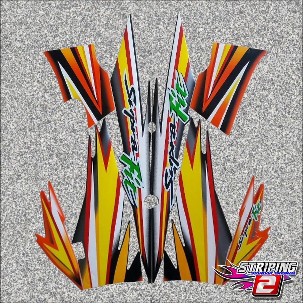 Striping Original Honda Supra Fit oren hitam tahun 2005