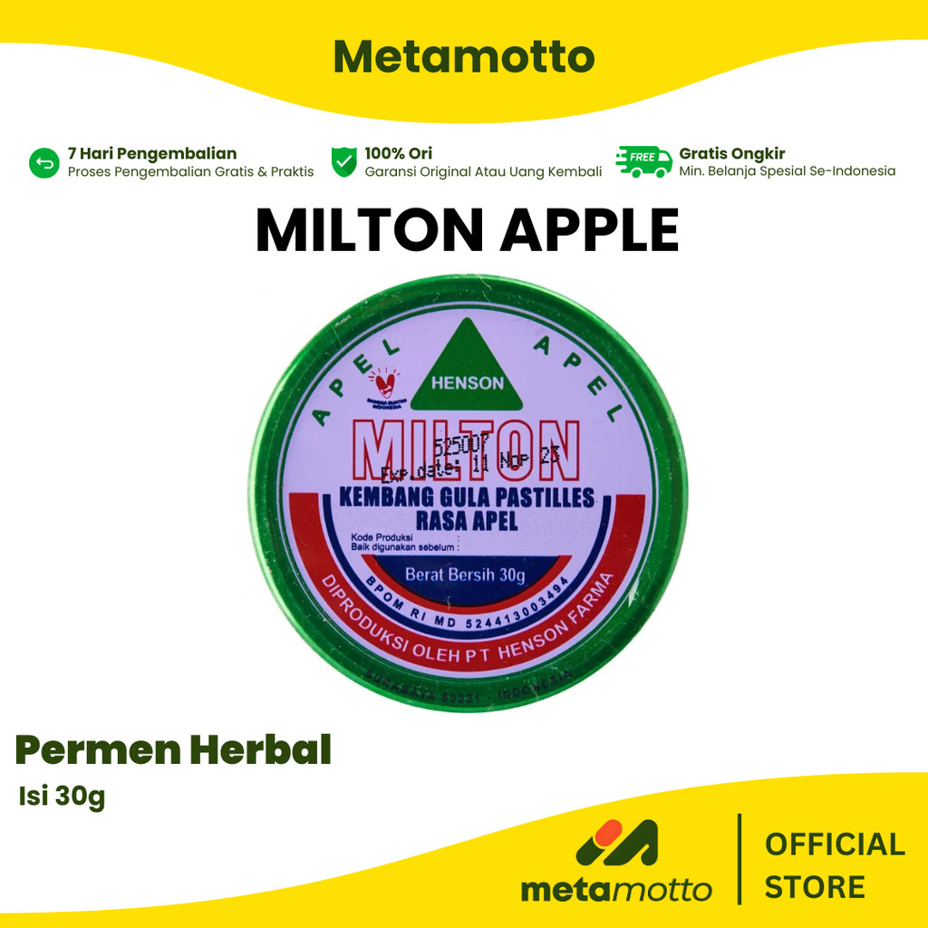 

Milton Pastilles Rasa Apel 1 Kaleng 30gr - Metamotto