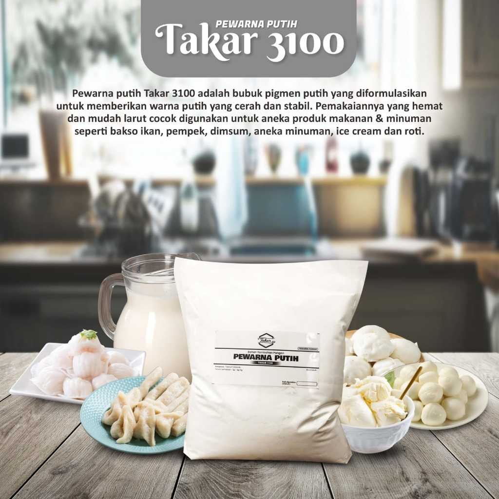 

Pewarna Putih Takar 3100 / Pewarna makanan / Pewarna minuman / Pemutih Makanan / Tidak sama dengan titanium dioxide / Pemutih dimsum / pemutih mie / pemutih bakso / pewarna selai