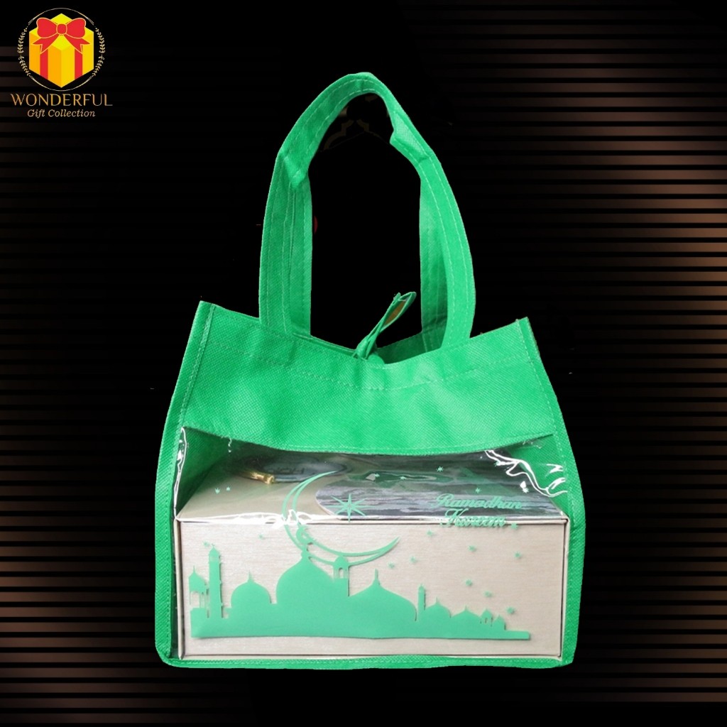 

(6 pcs) Goodie Bag Kantong Hampers Lebaran Ramadhan Kareem Hijau - GDB-H-RK