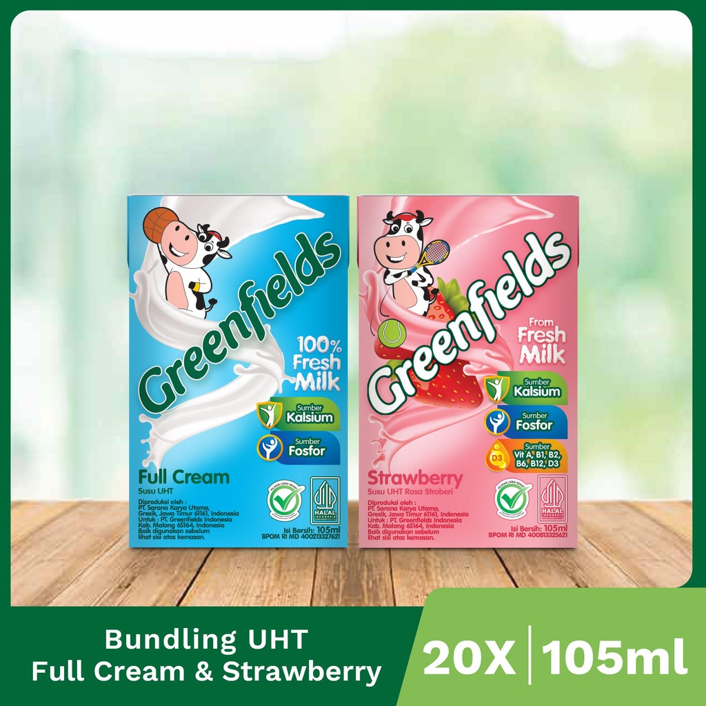 

Susu Greenfields UHT Full Cream & Strawberry 105mL x 20pcs