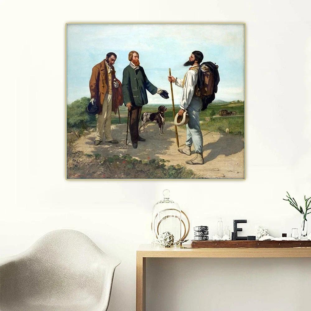 

Citon Gustave Courbet《The Meeting or Hello, Monsieur Courbet》Canvas Art Oil Painting Picture Backdrop Wall Decor Home Decoration
