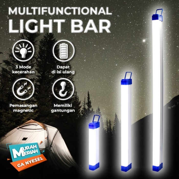 (Toserba 777)  light bar 15cm 32cm 50cm / Lampu LED Emergency SUPER TERANG Isi Ulang T5 20watt & 60w