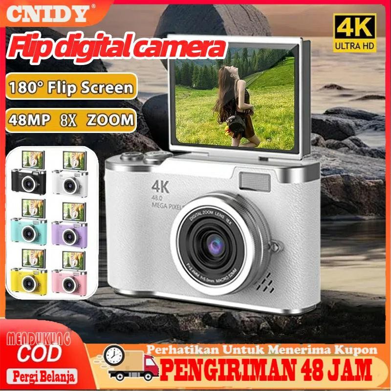 [COD]Kamera Digital 48MP 8X Zoom Kamera Digicam Layar Balik 180° LCD 2,4 Inci 4K Vlog Anti Goyang Fi