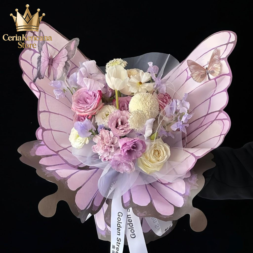 

1 Pack Isi 10 Set Kertas Hias Bunga Motif Kupu-Kupu CD Flower Wrapping Anti Air Elegant