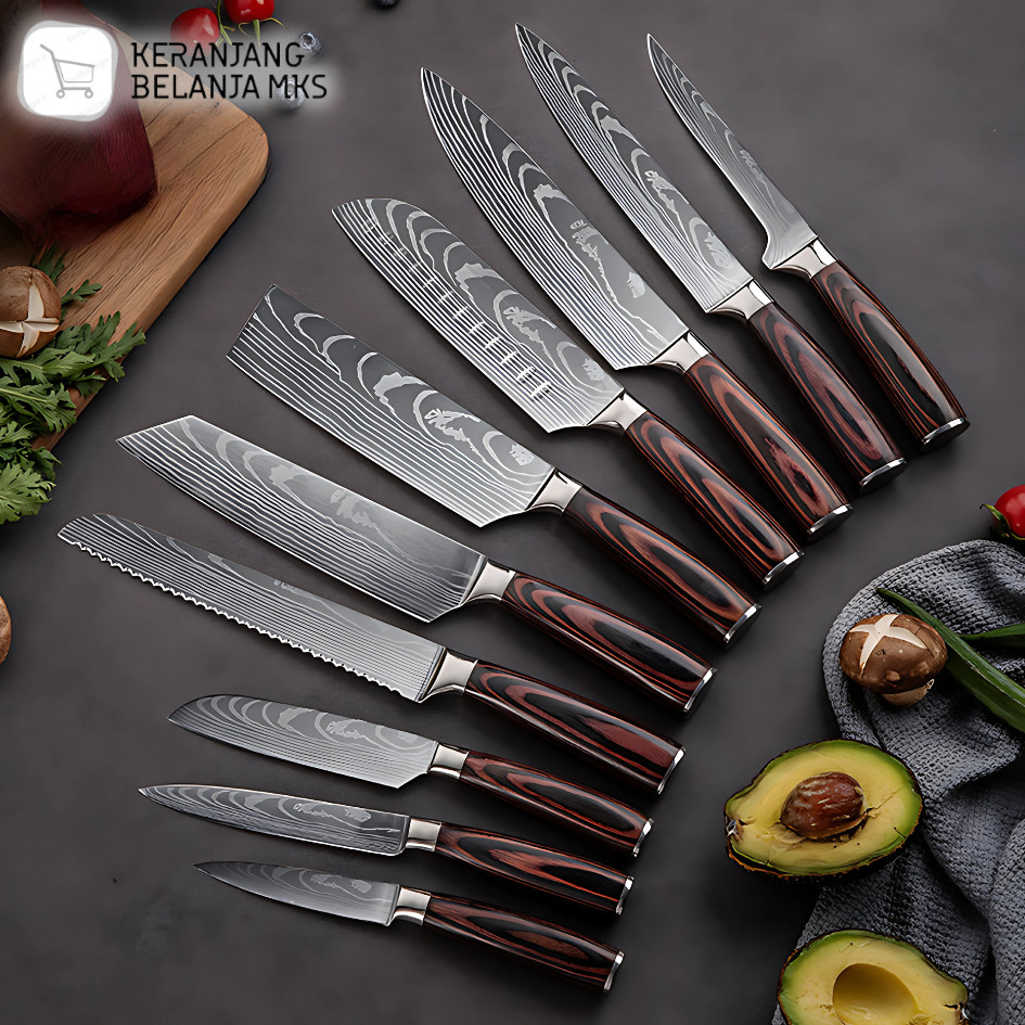 Pisau Dapur Daging Pisau Damascus Pattern Stainless Steel