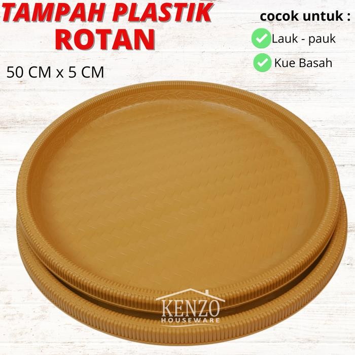 POJOK Tampah Plastik Bulat Jumbo Nampan Plastik Medium Tanggung Rotan 50 CM - Tampah Rotan