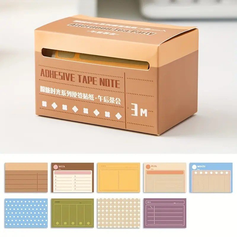

70pcs Colorful Sticky Notes - 3 Meters Long Pull-Out Type Fully Adhesive Memo Notes for School and Office Use