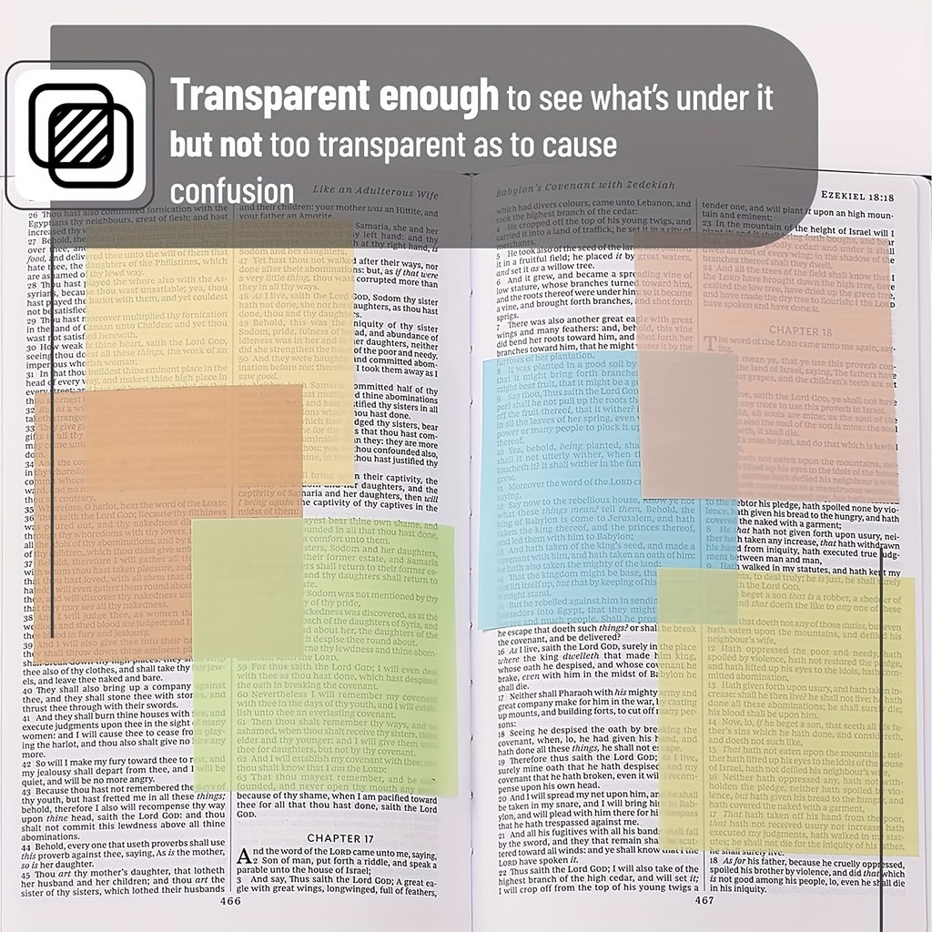 

Transparent Sticky Notes, 600 Sheets, Vintage Colors, PET Multicolor For Bookmarks,Studying,Office,School Planner Memo