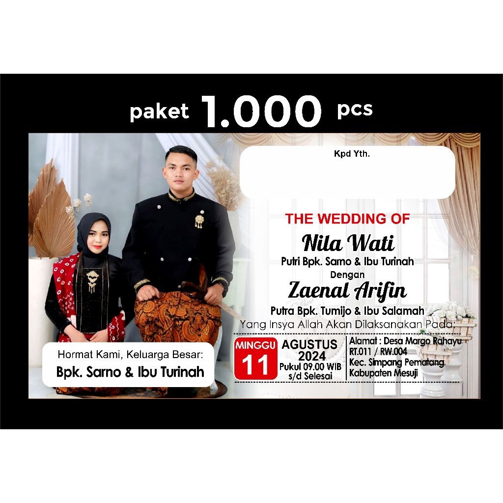 PROMO Kartu Undangan Punjungan isi 1000 pcs