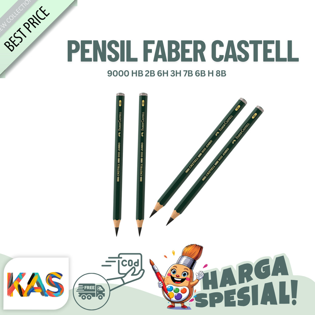 

Pensil Faber Castell 9000 HB 2B 6H 3H 7B 6B H 8B 5B B 3B 2H F 4B Pensil Ujian Sketsa - SATUAN