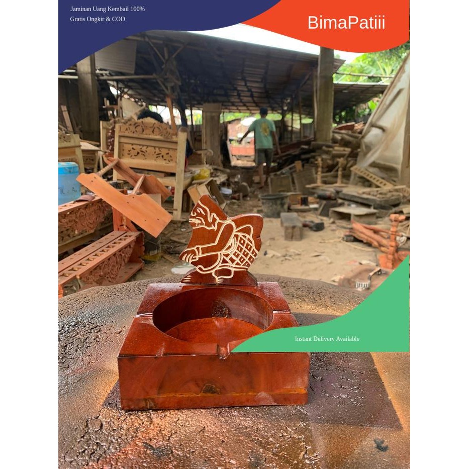 asbak rokok dari kayu jati ukir semar termurah dari kayu jati finishing melamin bk  Keris sengkelat 