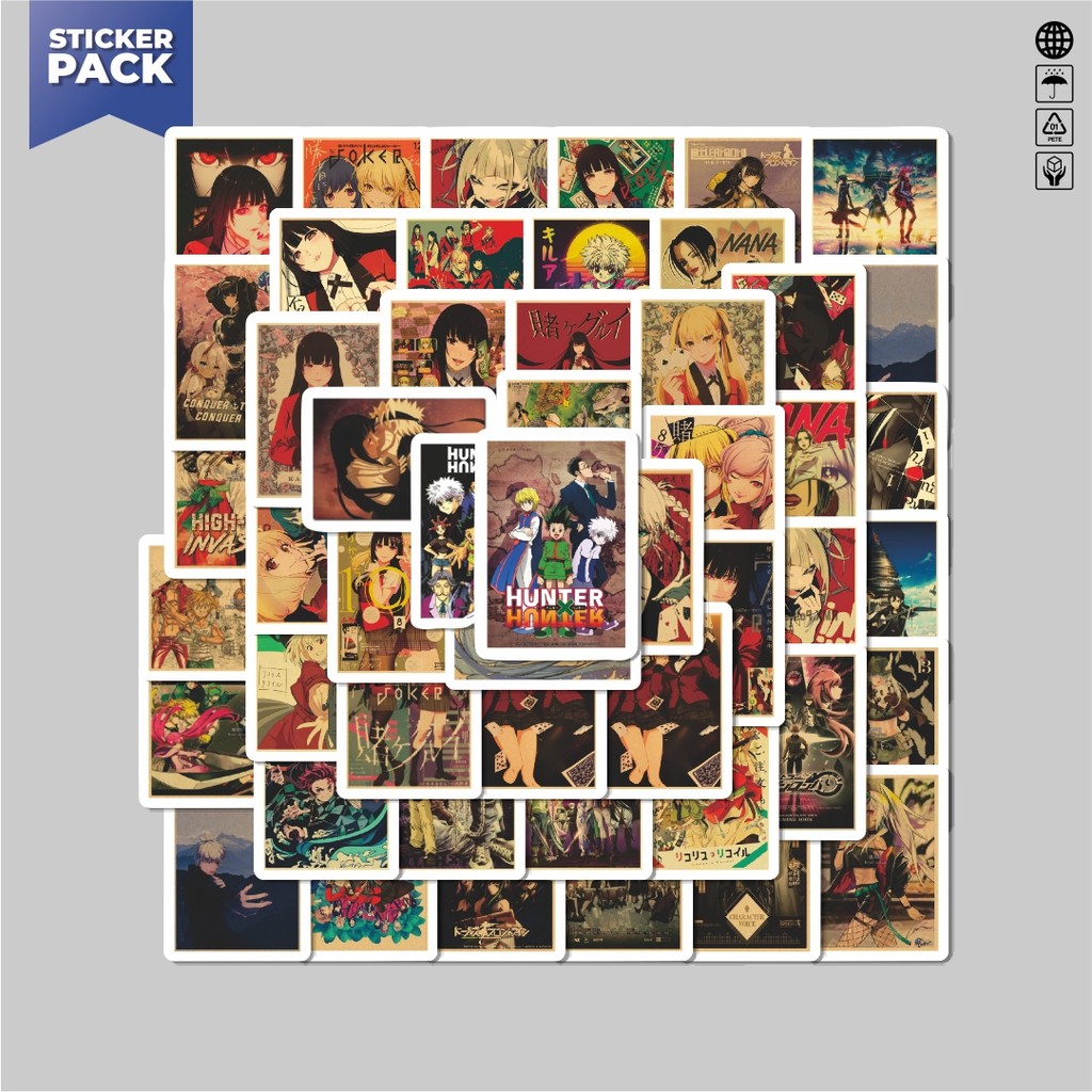 

[100PCS]Stiker Pack Stiker Poster Kertas Kraft Motif Kartun Anime Aesthetic Vinyl Anti Air Dekorasi Sticker Laptop Buku Journal Koper Helm Casing HP Gitar Helm Skateboard