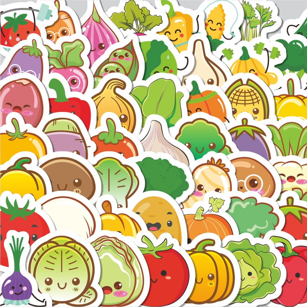 

Stiker Cutting Pack Stiker Kartun Sayuran Lucu Isi 100Pcs Series Aesthetic Lucu Keren Untuk Koper Bahan Vynil