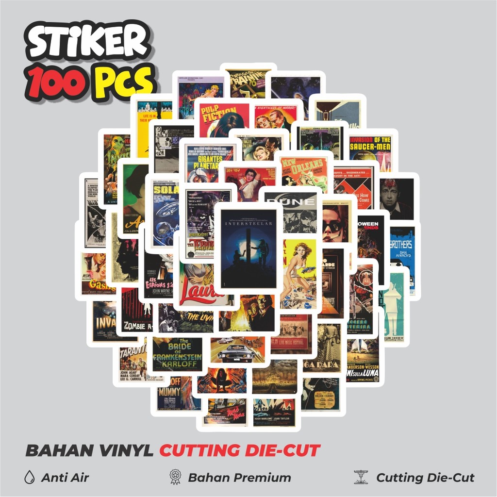 

Terbaru! 50 pcs Stiker Film Retro Vintage Klasik Dekorasi Lucu Kreatif untuk Notebook, Skateboard, HP