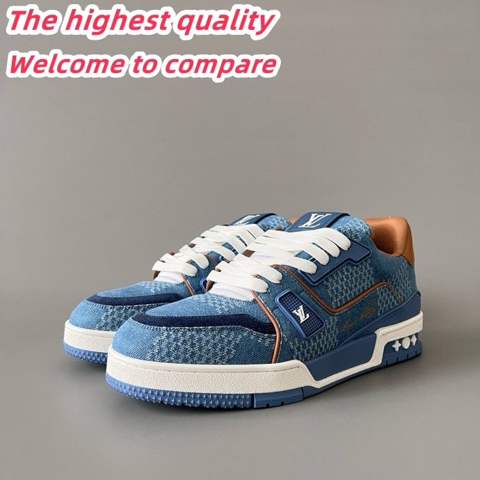 LV Trainer Low-top Retro Casual Sports Basketball Shoes Blue men's 5150657