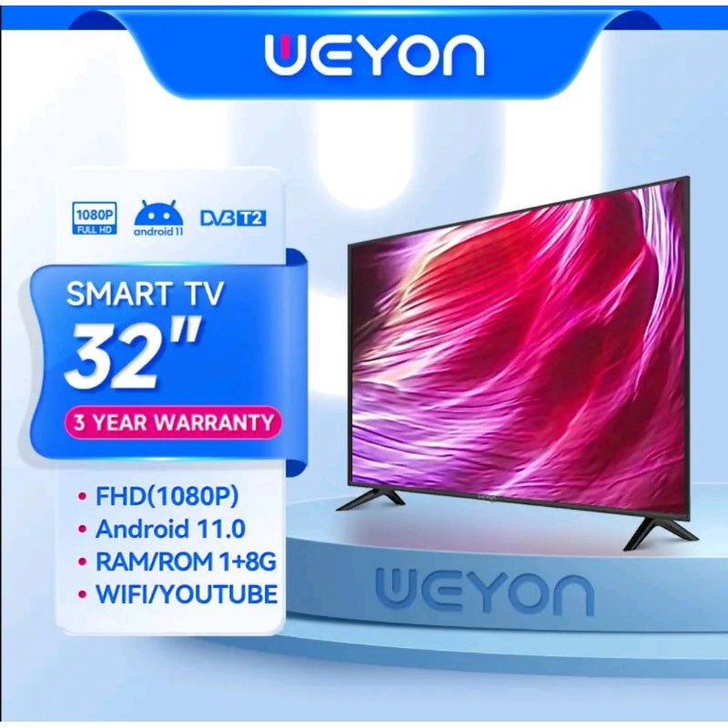 WEYON Smart 32 inch Led Digital TV Android 11 FHD Televisi murah