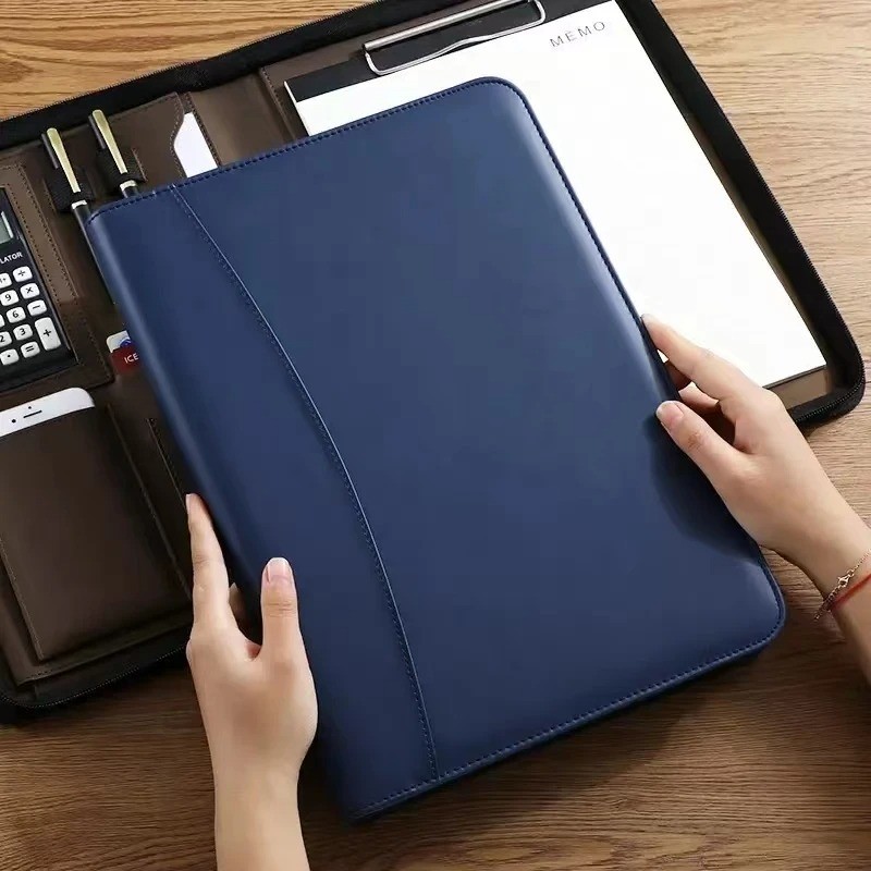 

a4 University Executive Folder Leather Portfolio Organizer Folder for Document Holder Pouch Zipper Office Organizers Stationery