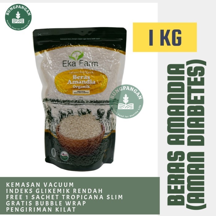 

Eka Farm Beras Amandia 1 KG - Halal BPOM, Kemasan Vaccum untuk Diet Sehat