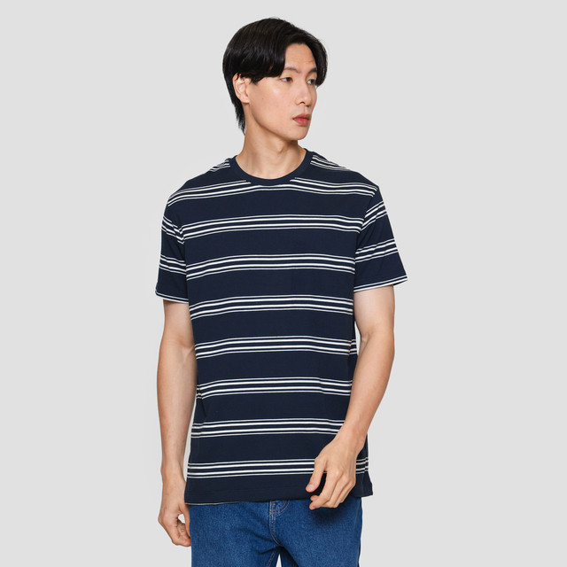 Cole Stripes Rib Kaos Lengan Pendek Pria 122382762