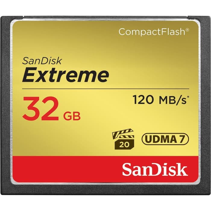 SanDisk Memory Card CF Compact Flash Extreme (120MB/s) - 32GB - Memory CF Kamera Nikon Canon Sony Fu